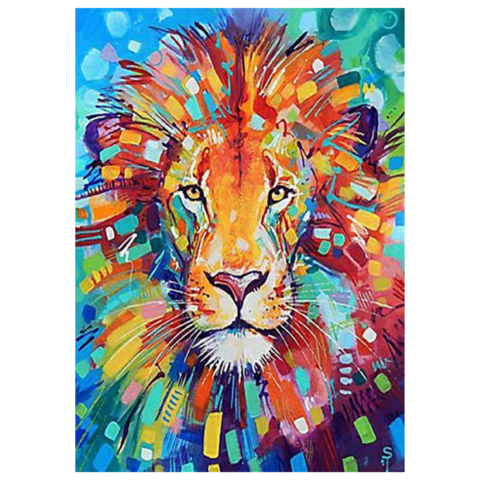 Diamentowa mozaika 5D Lew - Kreatywny zestaw do haftu diamentowego 40x50 cm