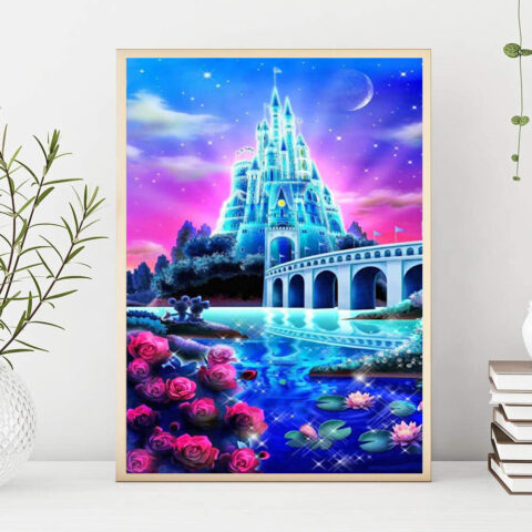 Diamond painting 40x50 cm - wymarzony zamek, mozaika diamentowa 5D dla dzieci