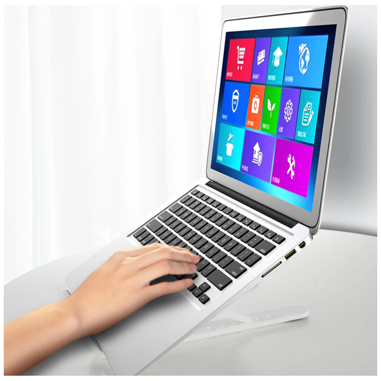 Składana podstawka do laptopa biała - obrazek 2