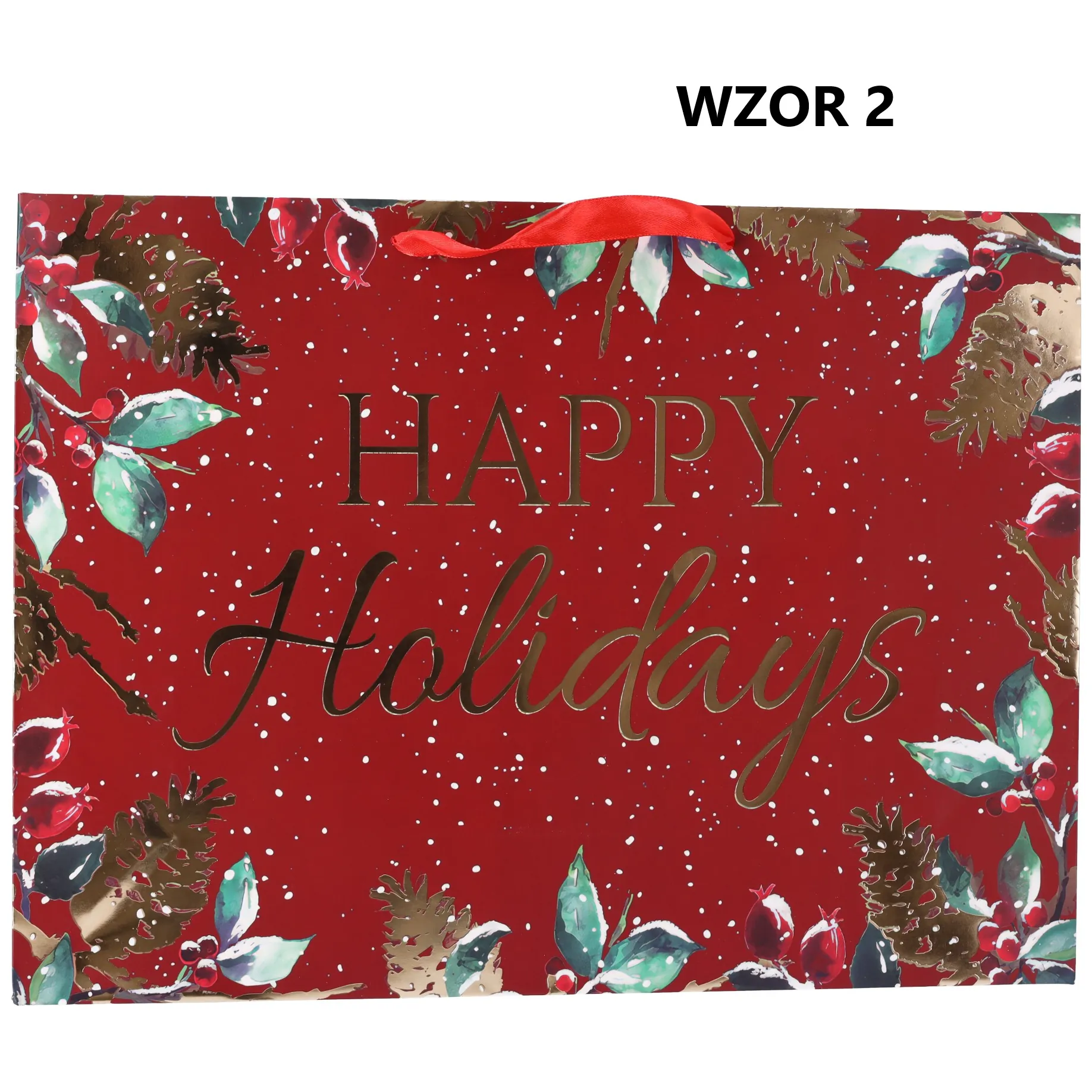 Torebka na prezent świąteczna "Happy Holidays" 42x12x31 cm Mix wzorów - obrazek 2