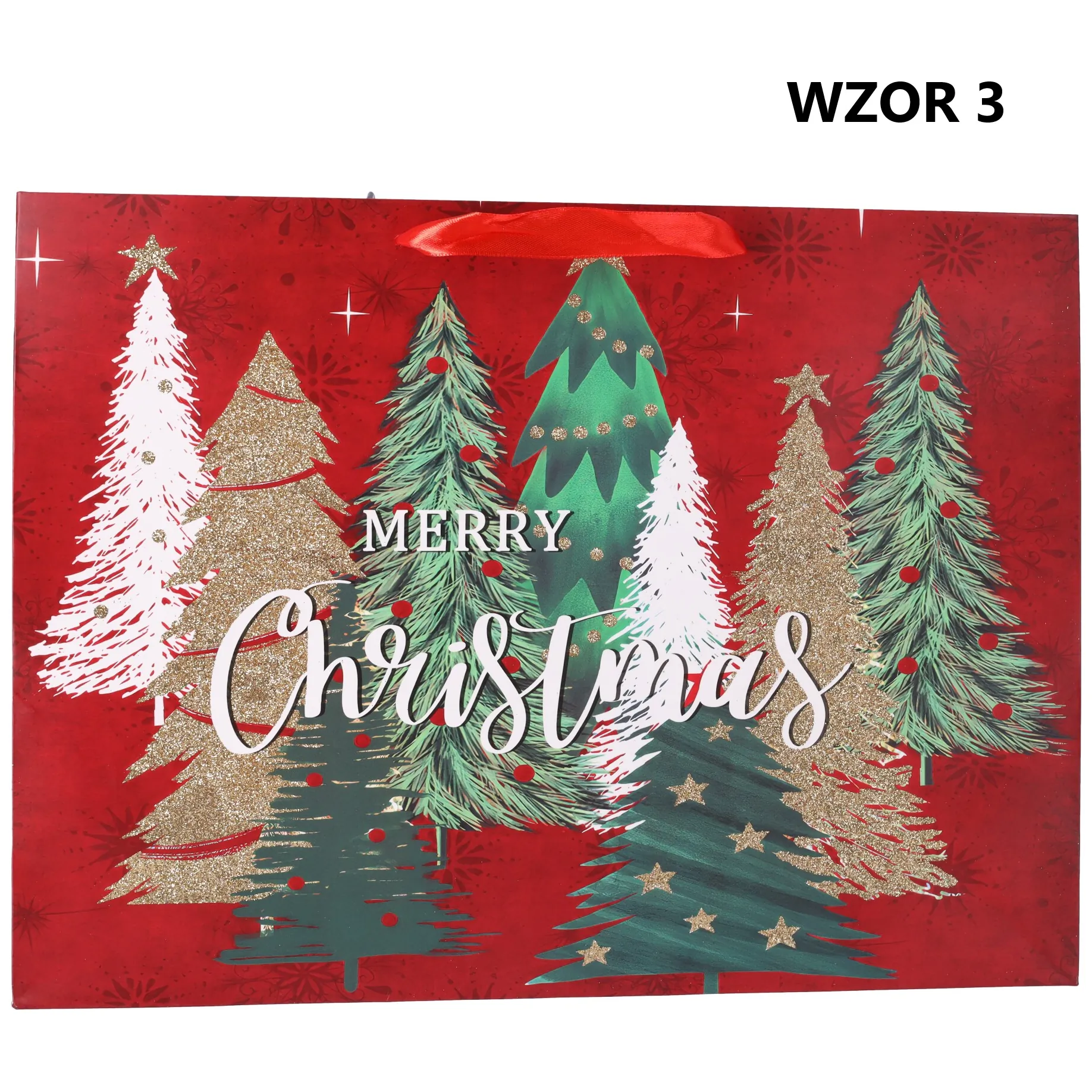 Torebka na prezent świąteczna "Happy Holidays" 42x12x31 cm Mix wzorów - obrazek 3