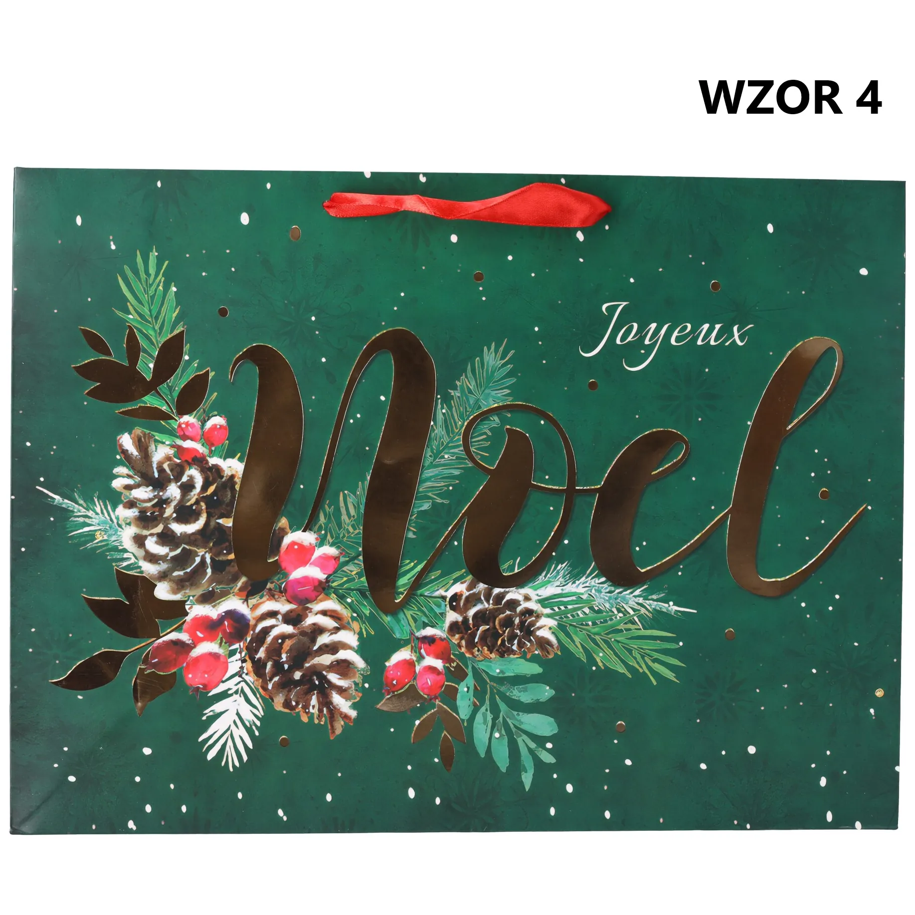 Torebka na prezent świąteczna "Happy Holidays" 42x12x31 cm Mix wzorów - obrazek 4