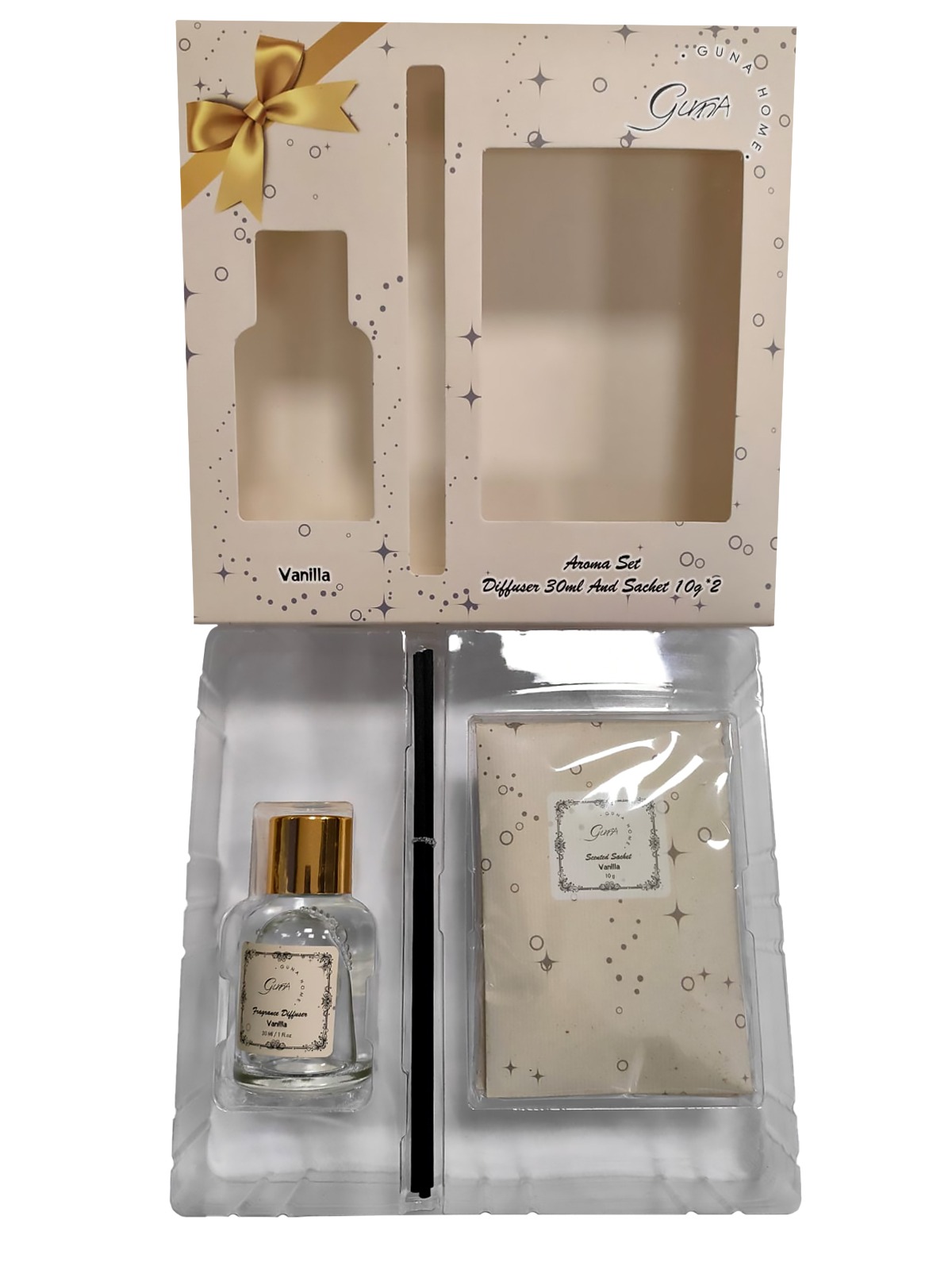 Zestaw dyfuzorów zapachowych wanilia 30 ml z saszetką - aromatyczny prezent - obrazek 2