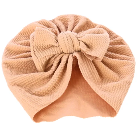 Modny dziewczęcy turban niemowlęcy z kokardką - jasnobrązowy