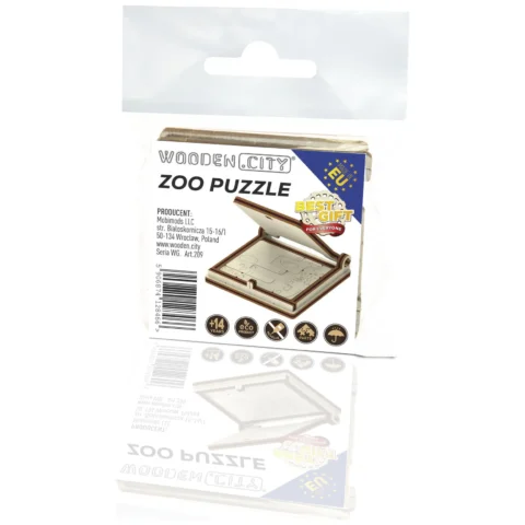Drewniane Puzzle 3D ZOO - Układanka Zwierzęta Bez Kleju, Podróżna Gra