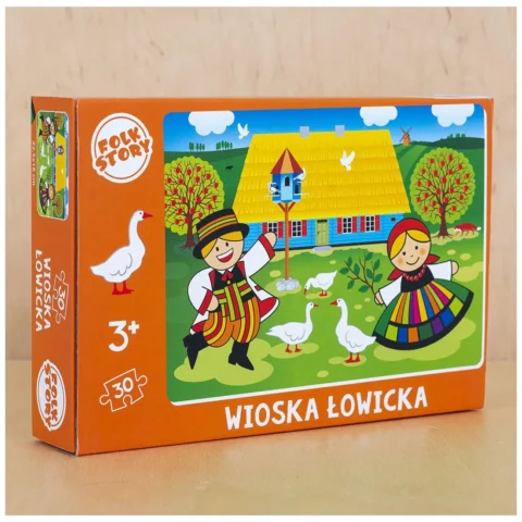 Puzzle Wioska Łowicka 30 elementów - folklor, tradycja, stroje ludowe