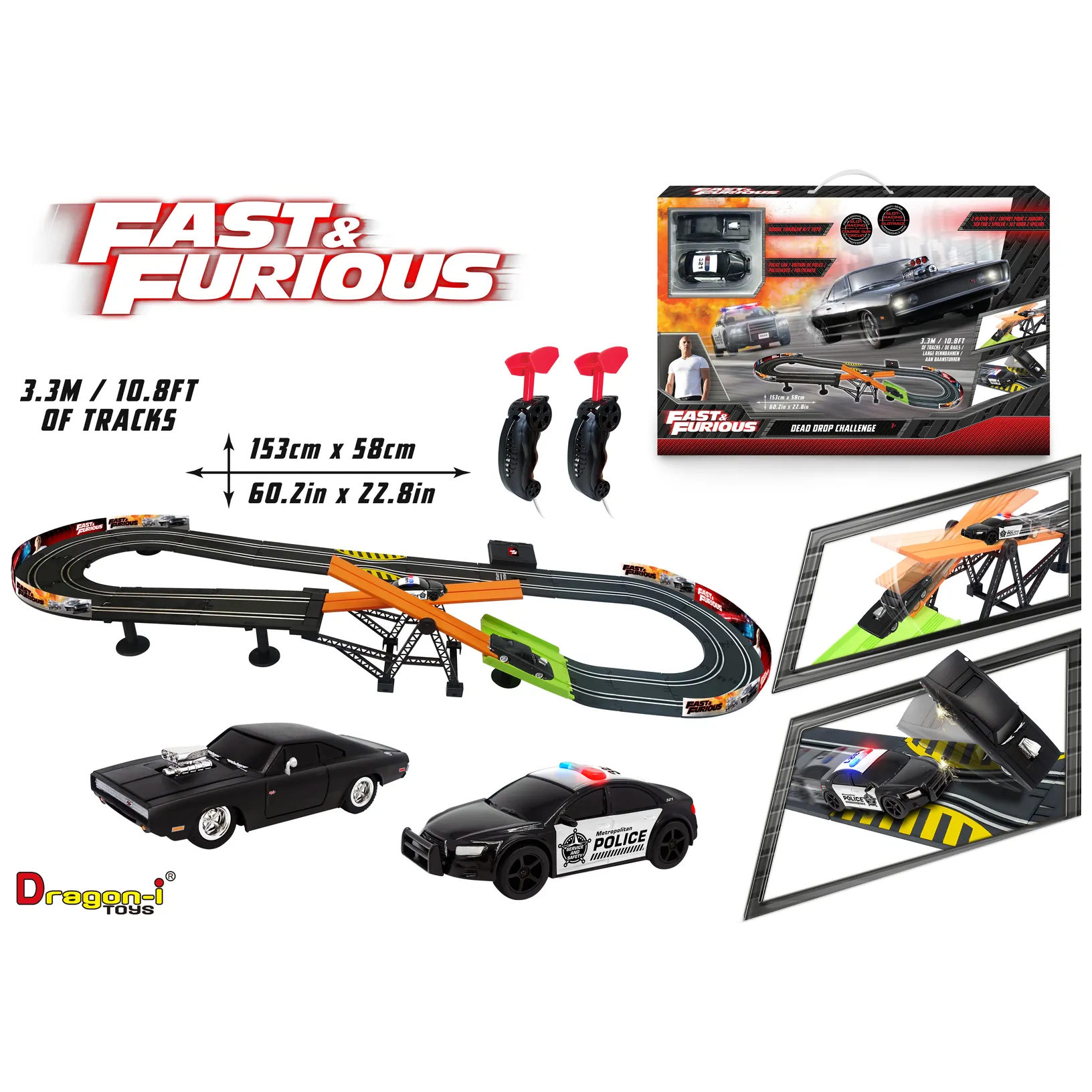 Szybcy i Wściekli tor wyścigowy z kontrolerami 3,3, m Dragon-i Toys - obrazek 9