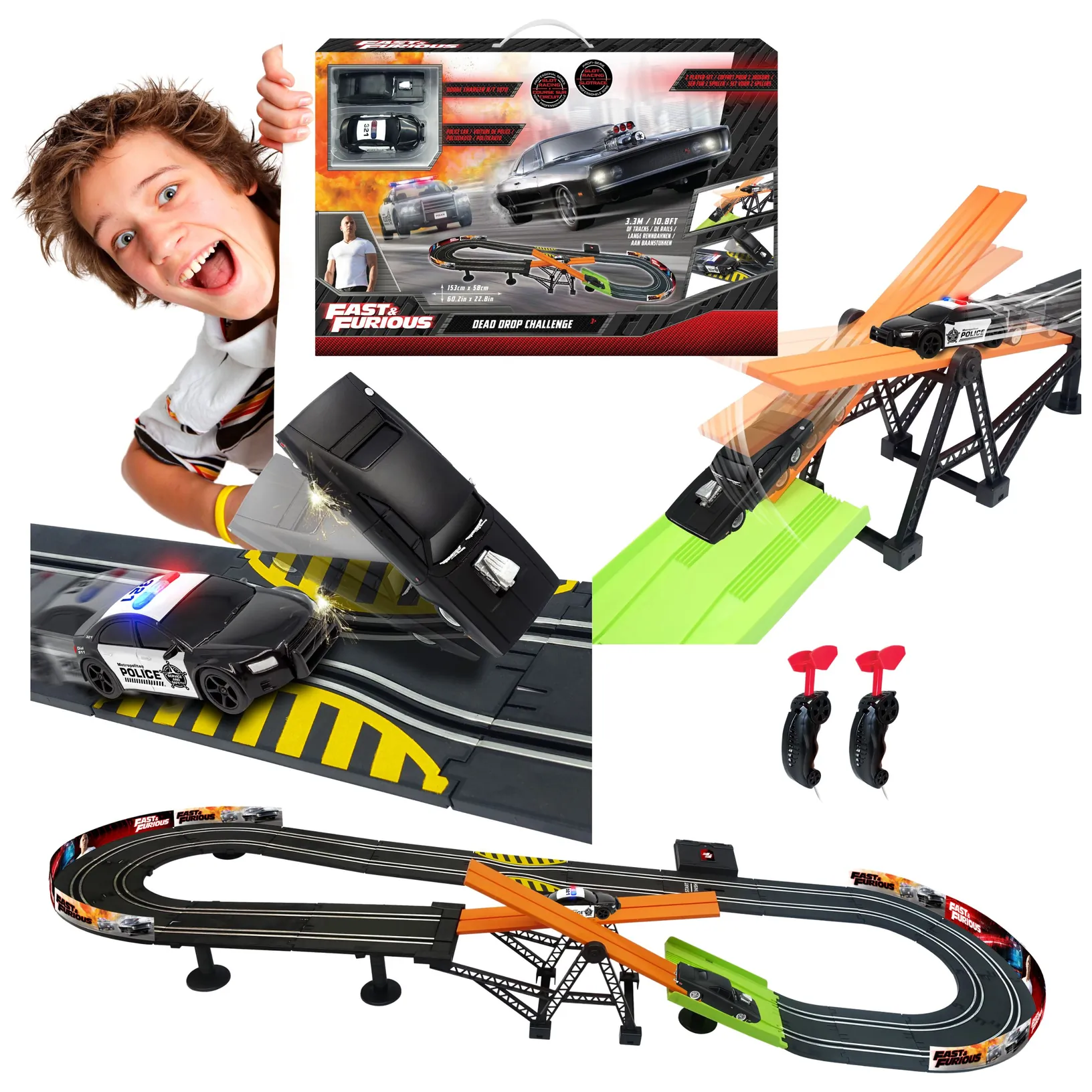 Szybcy i Wściekli tor wyścigowy z kontrolerami 3,3, m Dragon-i Toys